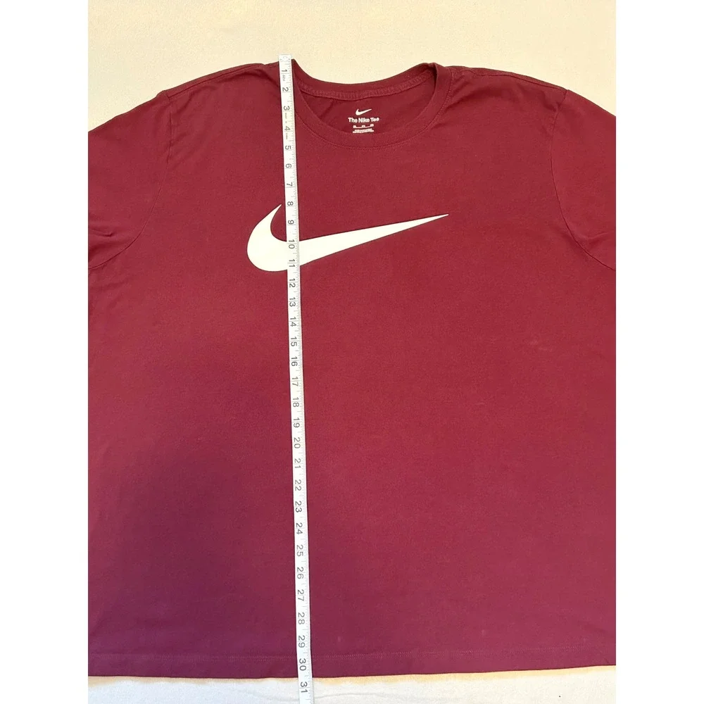 Nike Mens 3XL T-Shirt Burgundy Maroon White Swoosh Graphic Short Sleeve Tee